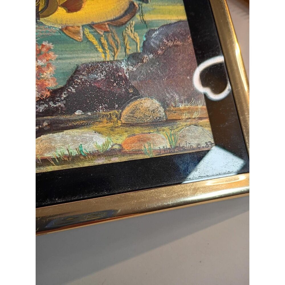 Vintage Manifestations Metallic Foil Tropical Fish Framed